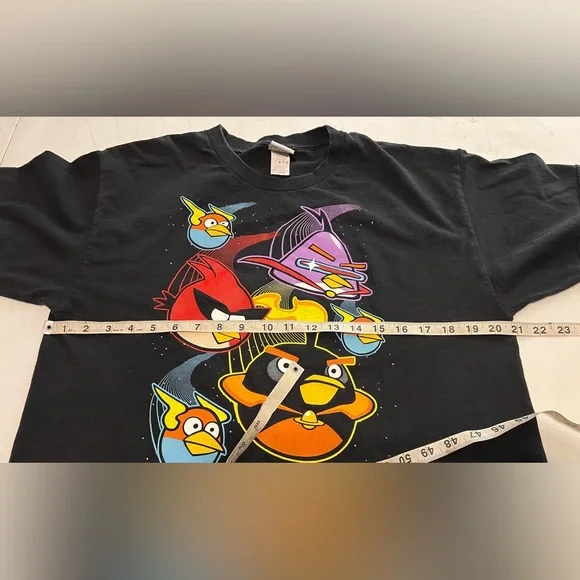 Y2K Angry Birds Space Anim Cartoon Graphic T Shirt Size Large Black S/S - Picture 3 of 13